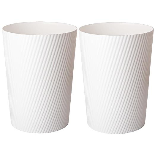 UUJOLY Small Trash Can Wastebasket Garbage Can Container Bins for Bathrooms, Laundry Room, Kitchens, Offices, Kids Rooms, Dorms (White, 2 Pack) by UUJOLY