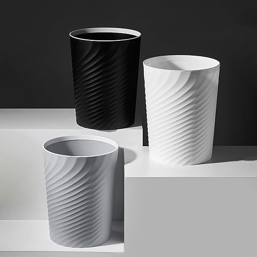 Bathroom Trash Can 1.8 Gallon Small Waste Basket Garbage Can for Bedroom Office Kitchen, 2 Pcak Black - Image 2