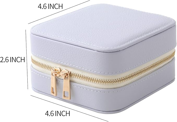 Genuine Leather Travel Jewelry Organizer Case with Mirror for Women, Small Mini Portable Jewelry Box for Ring Earrings Necklace Bracelet Luxury Gift for Women（Lilac） - Image 2