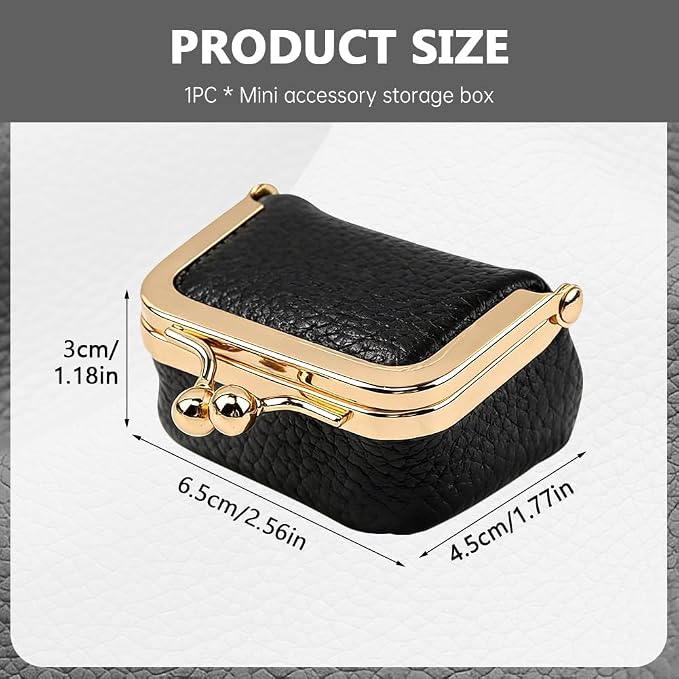 PU Leather Mini Jewelry Box, Vintage Portable Mini Jewelry Organizer with Kiss Lock, Compact Travel Case for Rings, Earrings, Necklaces - Ideal Gift for Women - Image 2
