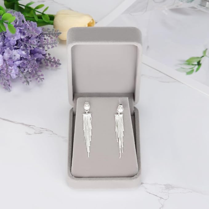 LETURE 2 Pieces Velvet Jewelry Gift Boxes for Necklace Pendant Earring Bracelet, Small Jewelry Storage Display Case for Christmas Wedding Engagement Birthday Anniversary (Grey) - Image 4