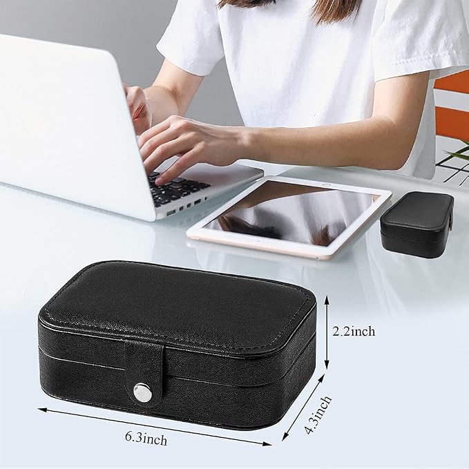 Hatori Travel Jewelry Box, PU Leather Small Jewelry Organizer for Women Girls, Portable Mini Travel Case Display Storage Holder Boxes for Stud Earrings, Rings, Necklaces, Bracelets. - Image 5