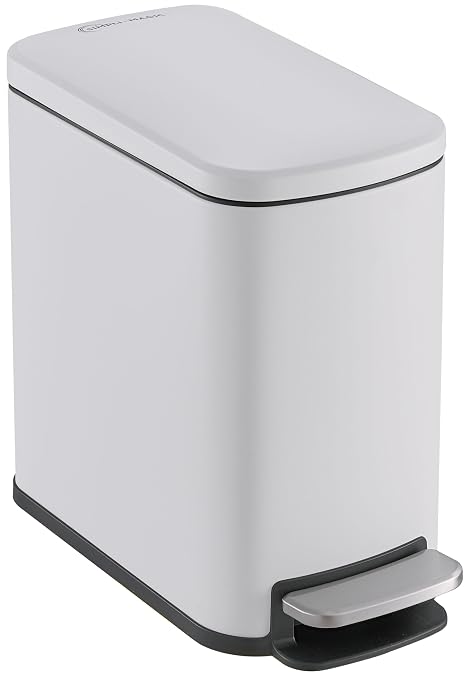 SIMPLI-Magic 6L/1.6G Stainless Steel Bathroom Trash Can with Hands-Free Foot Pedal, Quiet Soft-Close Lid, Compact Space-Saving Size by Simpli-Magic