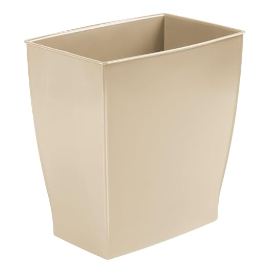 iDesign Small Plastic Bathroom Trash Can, Slim Rectangle Garbage Bin for Bedroom, Office, Dorm, Brown by iDesign