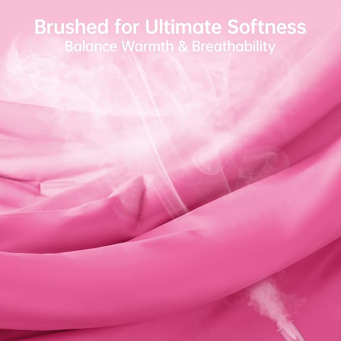 MUXHOMO King Size Comforter Set, All Season Ultra Soft Down Alternative Bedding - 3 Piece Lightweight Bed Set Includes 1 Comforter (104"x90") and 2 Pillow Shams (20"x36"), Hot Pink