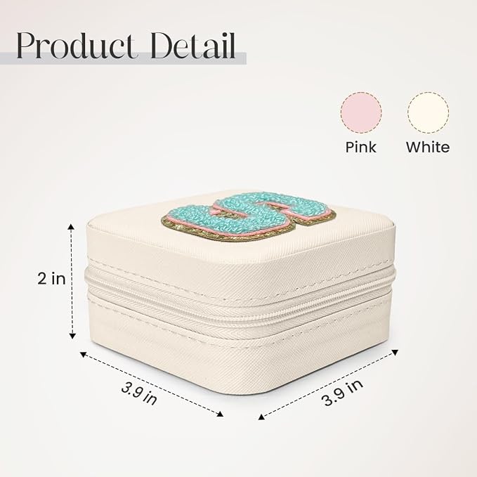 SANDJEST Personalized Jewelry Box, White Travel Jewelry Box with Initial S, Small Monogrammed Jewelry Case Organizer for Girls Women Teen Kids, Mini Travel Essentials Gifts for Birthday Christmas - Image 2