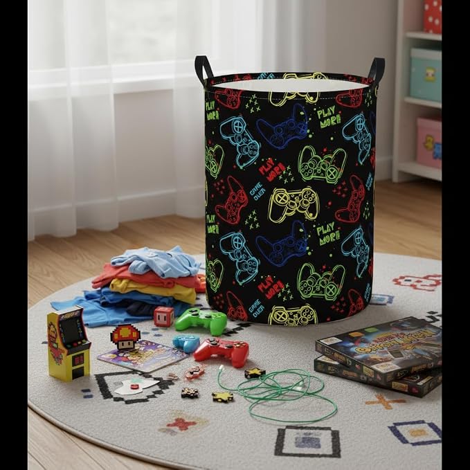 Baby Laundry Hamper kids laundry Basket Waterproof Laundry Bag for Bedroom Toy Clothes Organizer Room Décor(Game) - Image 4