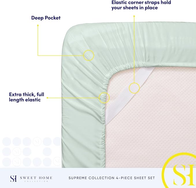 1800 Thread Count Sheet Set – Soft Egyptian Quality Brushed Microfiber Sheets – Luxury Bedding Set with Flat Sheet, Fitted Sheet, 2 Pillow Cases, Queen