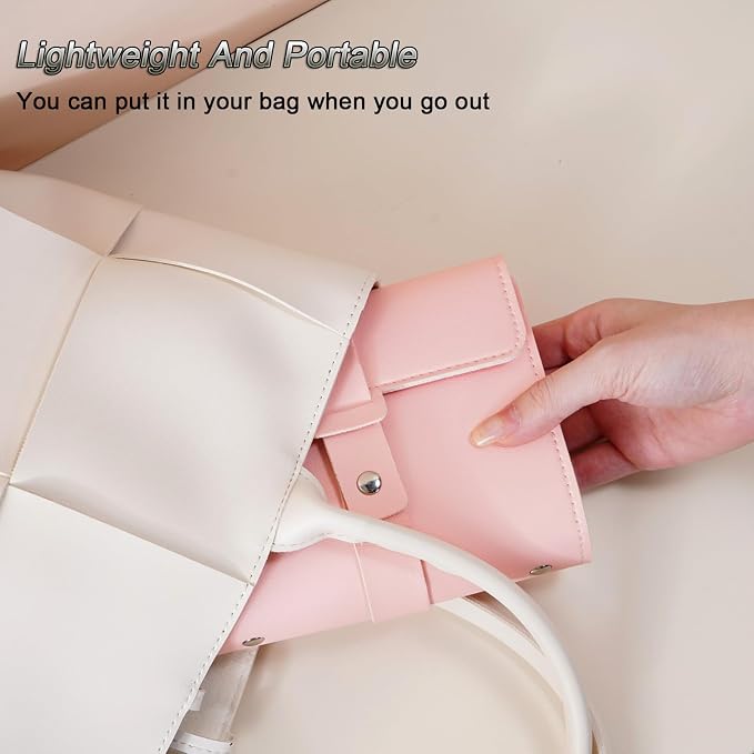 LAKE OF FIRE Earring Holder Organizer with Foldable Book Design Jewelry Book Organizer, Portable Pu Leather Travel Earring Case(Pink) - Image 5