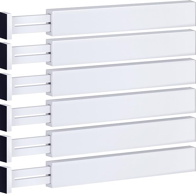 6-Pack Drawer Dividers - 2.6 Inches High, Adjustable 16 to 22 Inches Bamboo Drawer Organizer, Large Expandable Separator for Clothes, Dresser, Bedroom, Bathroom, Baby, Office, Kitchen Utensils, White - Image 9