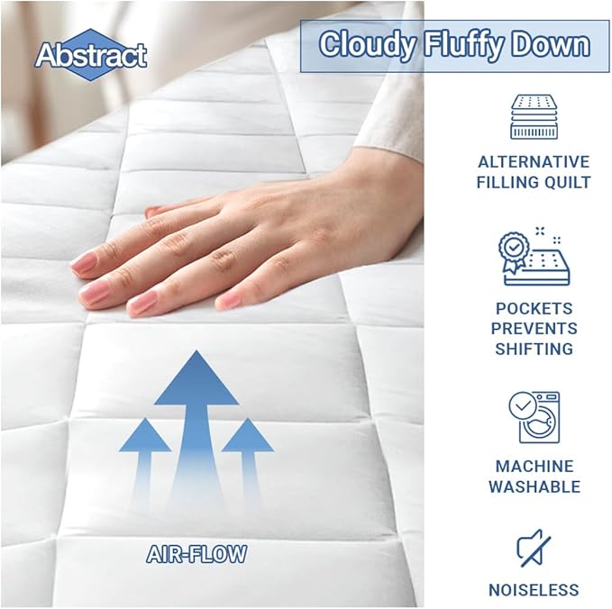 Abstract Waterproof Crib Mattress Protector - Quilted, Fitted Cover for Toddler Bed - Breathable Crib Mattress Pad - Noiseless- Machine Washable - 28" x 52" Standard Crib, White