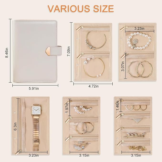 Travel Jewelry Organizer - Waterproof Leather Portable Jewelry Case for Women with Transparent PVC & Suede Lining, Compact Jewelry Storage for Earrings Necklaces Rings - Image 2