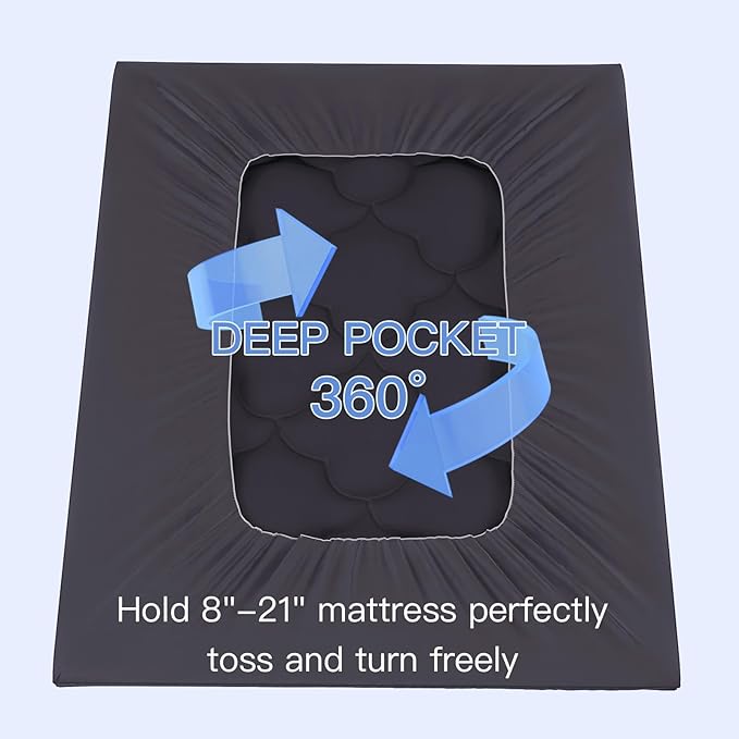 Belffin Pillow Top Mattress Topper Queen Size, Mattress Pad Cover with 8-21 Inch Deep Pocket, Bed Mattress Protector for Back Pain Relief Soft Breathable Overfilled Down Alternative Filling, Grey