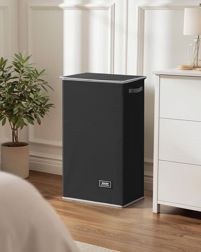 SOLEDI Laundry Hamper Black with Lid and Removable Bag - 100L Large and Tall Laundry Basket Collapsible with Handle for Clothing and Toys Storage - Dirty Clothes Hamper for Bedroom, bathroom, dorm - Image 7