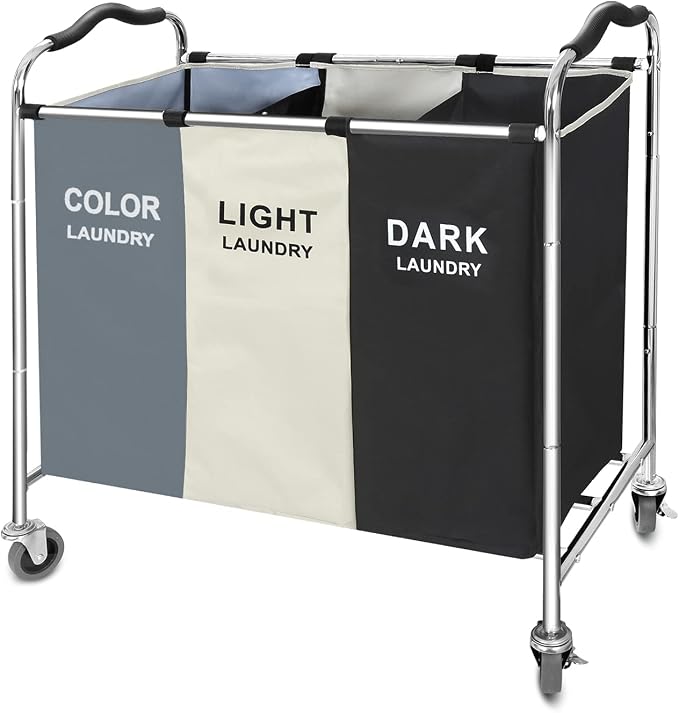 Laundry Basket with Wheels, 240L Laundry Hamper with 3 Clothes Hamper Bag for Dirty Clothes|Toys|Blanket in laundry room/living room/closet storage and organization (Grey) - Image 6