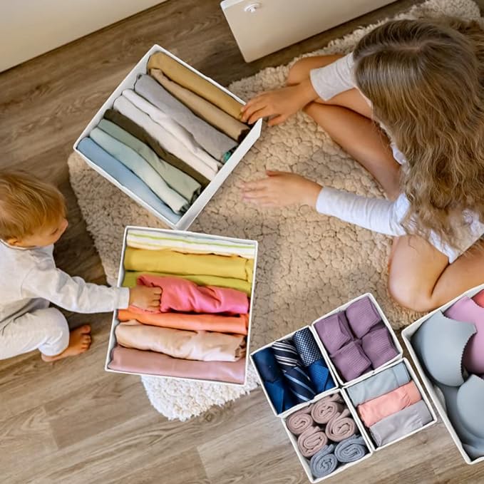 Criusia Drawer Organizer Clothes 12 Pack - Fabric Closet Organizers and Storage for Nursery Organization - Dresser Drawer Dividers for Baby Clothes/Socks/Underwear/Bras - College Dorm Room Essentials - Image 6