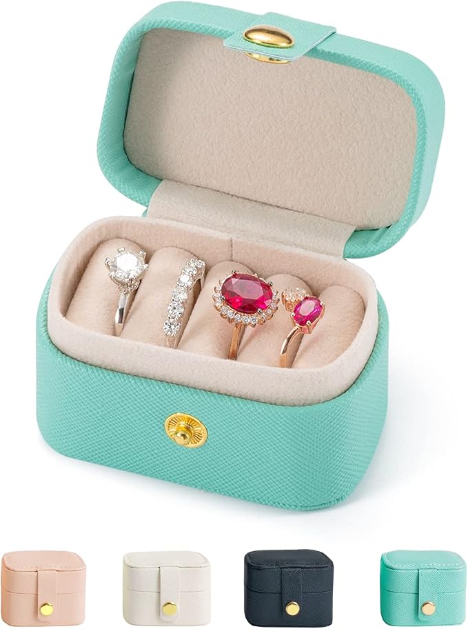 Travel Jewelry Ring Case,Small Jewelry Ring Box,Ring Holder,Mini Jewelry Case Portable Storage Case, for Women Girls, for Travel,Business,Wedding,Bridesmaid Gift(Blue) by VOMNA