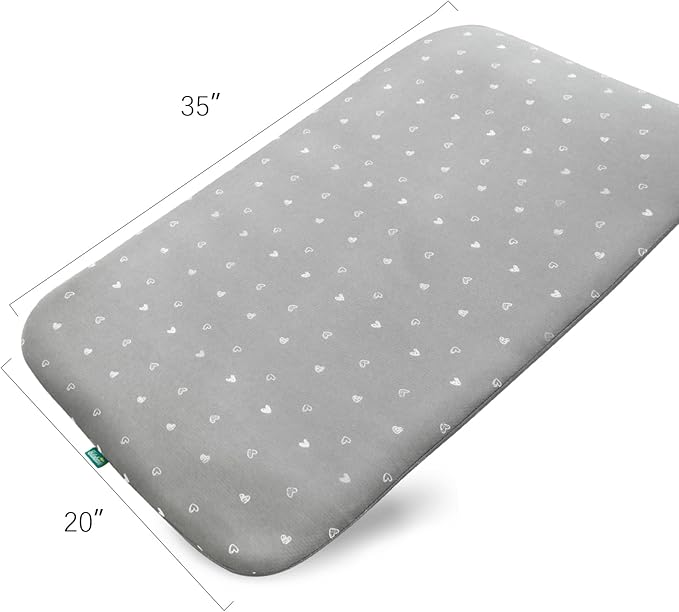 Bassinet Mattress Pad 35" x 20" x 1" Fit for Ezebaby, ANGELBLISS, Airclub, Bold, HARPPA, Besrey, Larex and Other Bedside Sleeper, Waterproof Breathable Baby Foam with Removable Zippered Cover, Grey