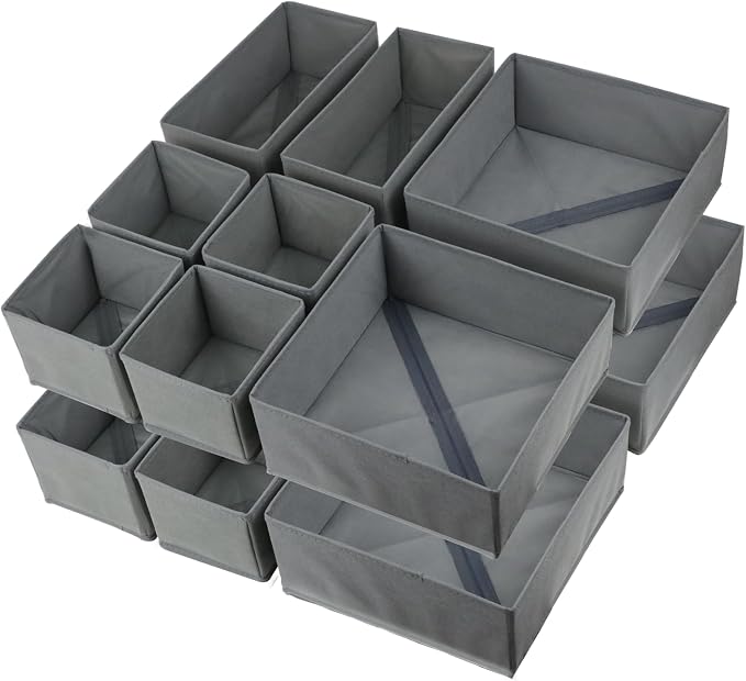 Fordonral 16 Pack Drawer Organizer Clothes, Foldable Fabric Dresser Organizer Closet Organizers and Storage Box for Underwear,Folded Clothes,Baby Clothing,Socks,Bra,Towels,Ties(Gray) - Image 6