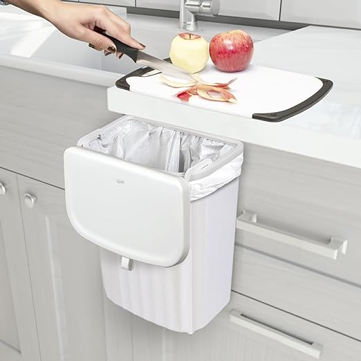 Glad Roomate Under Counter Waste Bin | Space Saving Small Trash Can for Kitchen Cabinet, Bathroom or Office | Dual Lid for Ease of Opening, 9 Liter, White - Image 5