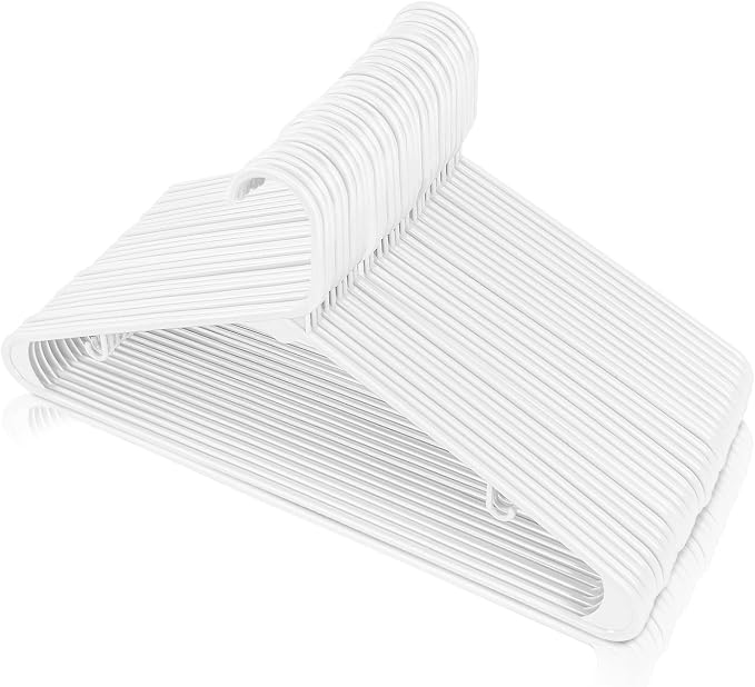 Utopia Home Plastic Hangers 200 Pack - Space Saving Clothes Hanger - Durable & Strong Closet Organizers and Storage with Built-in Strap Hooks - Essential for Shirts, Pants, Skirts & Coats (White) - Image 5