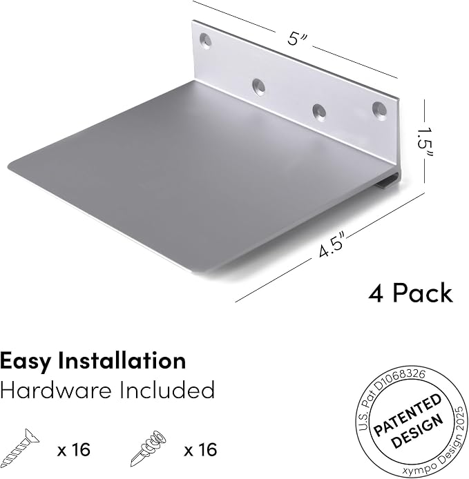 xympo Floating Invisible Bookshelf Wall Mounted (Set of 4) - Aluminum - Turn Books into Floating Shelves - Image 3