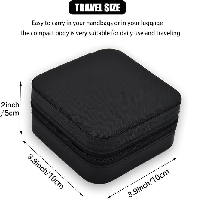 MODENGKONGJIAN Mini Jewelry Travel Case, PU Leather Travel Jewelry Organizer Box, Small Portable Portable Jewellery Storage Holder for Womens Rings Earrings Necklaces Bracelets (Black) - Image 5