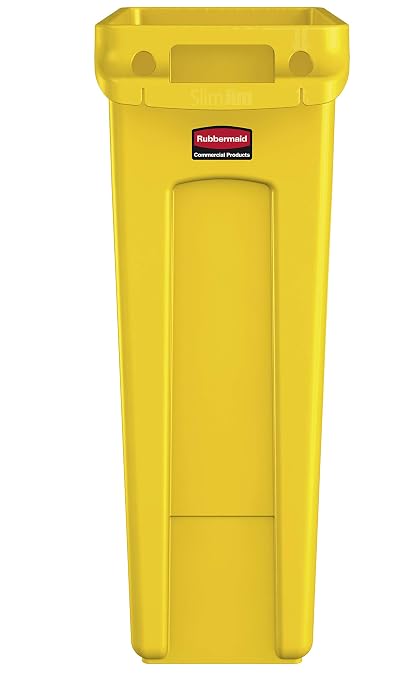 Rubbermaid Commercial Products Slim Jim Trash/Garbage Can with Venting Channels, 23-Gallon, Yellow, for Kitchen/Office/Workspace, Pack of 4 - Image 2