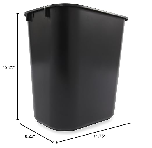 Rubbermaid Commercial Products Deskside Wastebasket/Trash Can, 3.25-Gallon/13-Quart, Black, Plastic, for Bedroom/Bathroom/Office, Fits Under Desk/Sink/Cabinet, Pack of 12 - Image 4