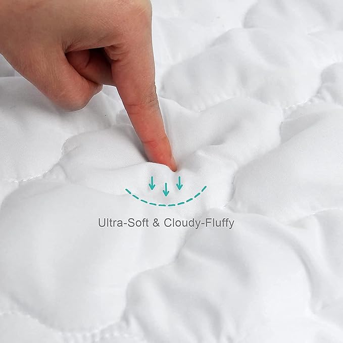 Mini Crib Mattress Protector 38" x 24" Sheets Fitted Waterproof Mini Crib Mattress Pad Cover, Noiseless & Machine Wash 100% Absorbent Mattress Protector Sheet Quilted, White