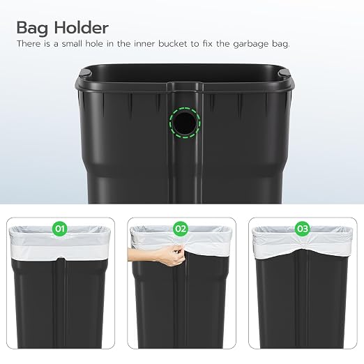 PayLessHere 8 Gallon (30L) Stainless Steel Trash Can with Lid - Removable Inner Bucket, Foot Pedal, Soft Close for Office, Home, Kitchen - Image 6