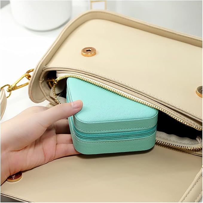 TRODANCE Mini Jewelry Travel Case, Small Portable Jewellry Organizer Box Portable Display Storage Box for Rings Earrings Necklaces, Gifts for Girl, Women, Wedding, Birthday, Mom, Mother's Day (Blue) - Image 7