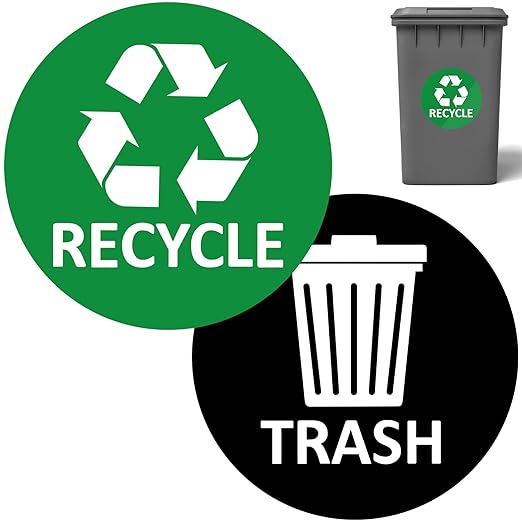 Sukh 3 pcs Recycle Stickers and 3 pcs Trash Stickers for Trash Can Sign Garbage Recycling Sticker Vinyl Perfect for Kitchen Necessity Home Essentials,Home, Work,Commercial Event,Apartment,Hotel by Sukh