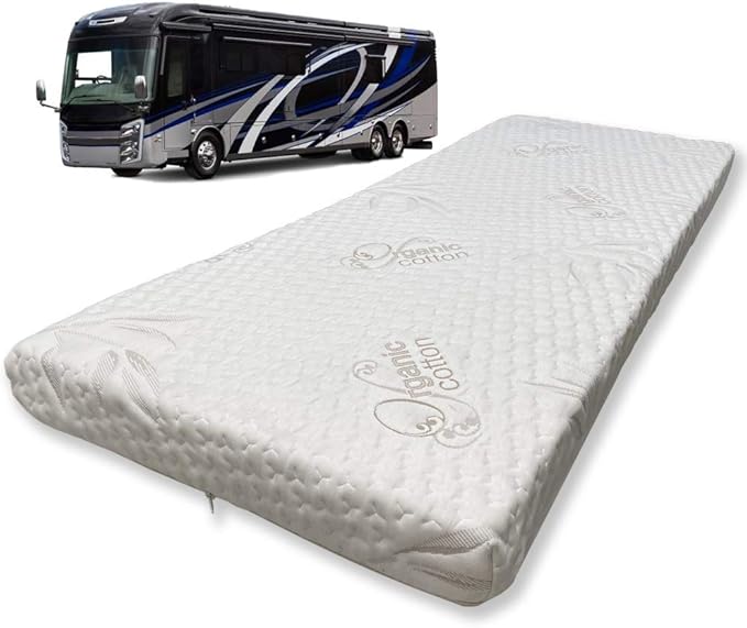 Foamma 4” x 28” x 72” Camper/RV Travel Memory Foam Bunk Mattress with Cover, Made in USA, Comfortable, Travel Trailer, CertiPUR-US Certified
