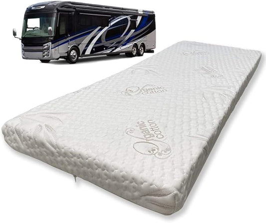 Foamma 7” x 30” x 72” Camper/RV Travel Gel Memory Foam Bunk Mattress, Organic Cotton Cover, Made in USA, Comfortable, Travel Trailer, CertiPUR-US Certified Foam
