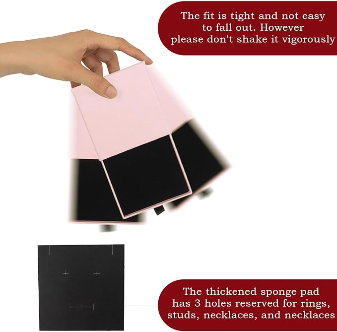 Nsmykhg Jewelry Gift Box Velvet-Lined,12 Pack Compact Drawer Style for Earrings & Rings, Necklace & Bracelet Organizer, 3.93x3.93x1.65 Inches, Stackable Elegant Jewelry Display & Storage Box (Pink) - Image 4