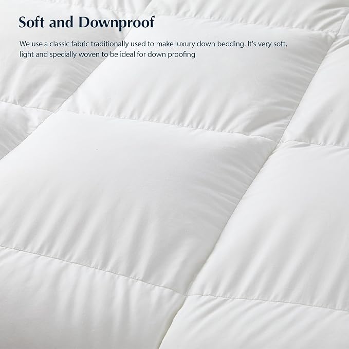 PACIFIC COAST Goose Down Fiber Comforters California King Duvet Insert, All Season White Comforter, 3D Hidden-Stitch Baffle Box Design,8 Tabs, Gifts for Women/Men, Extra Fluffy Luxury Duvet (104"x96")