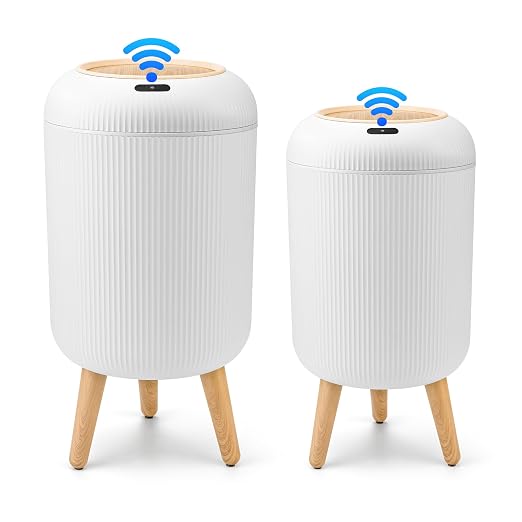 Pukomc 2 Pack Automatic Trash Can 12L /3 Gallon and 10L /2.64 Gallon Bathroom Trash Bin with Lid Touchless Small Smart Motion Sensor Garbage Cans for Kitchen, Bathroom,Living Room and Bedroom by Pukomc