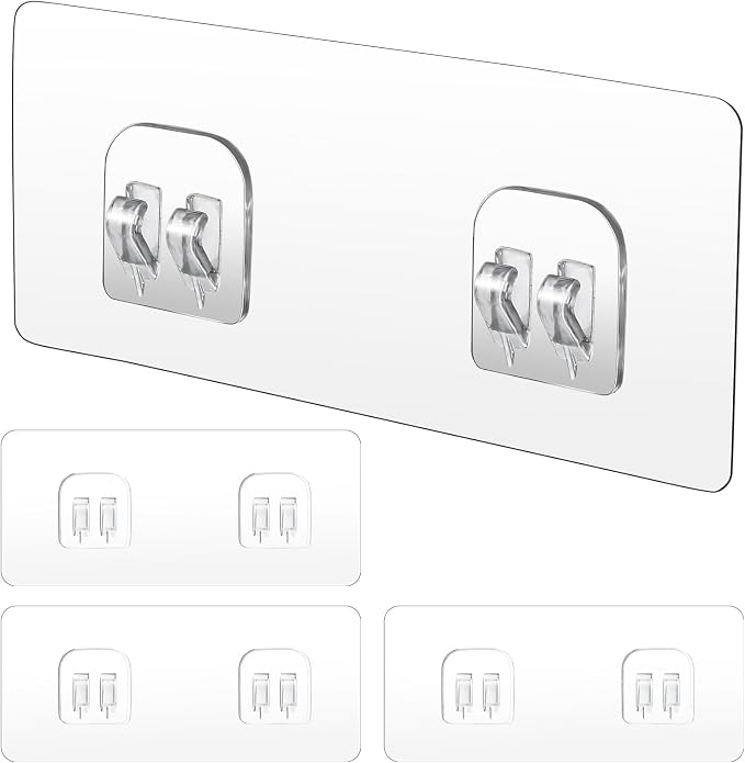 WY LIGHTING LEVEL 4 Pack Shower Caddy Adhesive Replacement, Strong Adhesive Sticker Hooks for Corner Shower Caddy Bathroom Shelf Basket Soap Dish Hanging Hooks Kitchen Accessories No Drilling by WY+LIGHTING+LEVEL