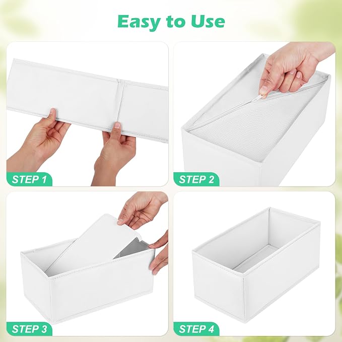 Drawer Clothing Organizer 16-Pack, White 3 Sizes Underwear Drawer Dividers, Fabric Folding Wardrobe Organizer, Can Store Baby Clothes, Bras, Underwear, Panties, Belts, Socks, Ties, etc. - Image 4