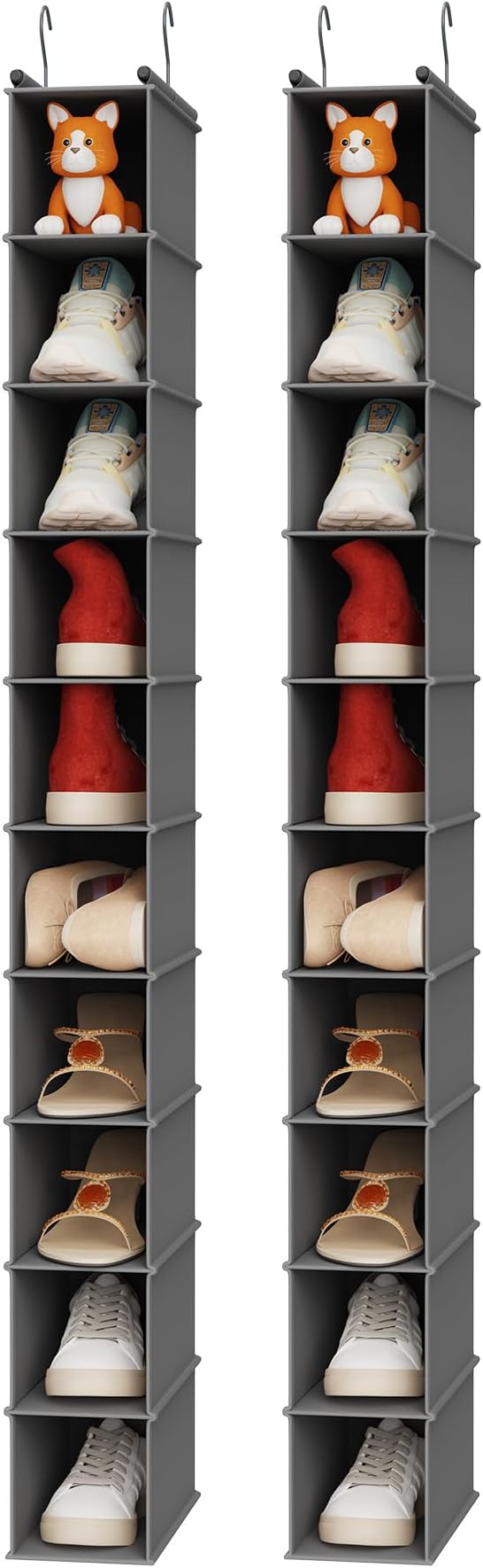 MAX Houser 10-Shelf Hanging Shoe Shelf Organizer, Hanging Shoe Storage for Closet,Pack of 2(Grey) by MAXHouser