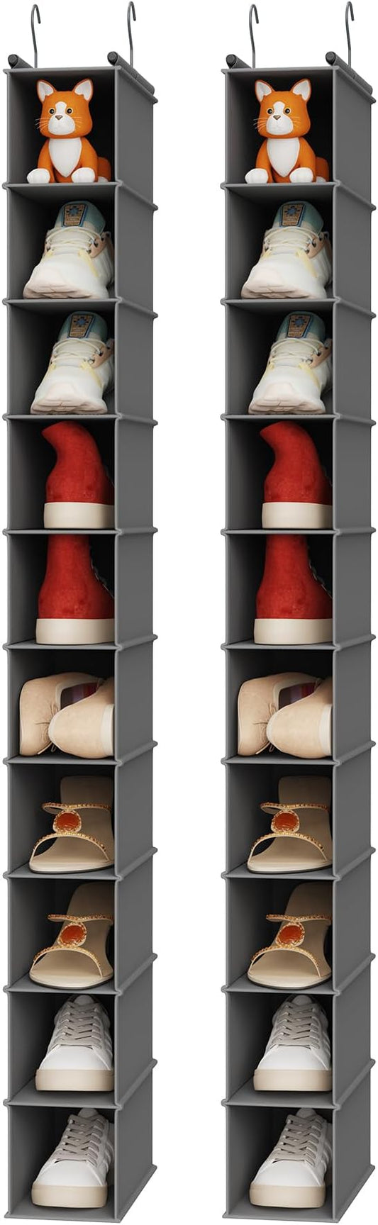 MAX Houser 10-Shelf Hanging Shoe Shelf Organizer, Hanging Shoe Storage for Closet,Pack of 2(Grey) by MAXHouser