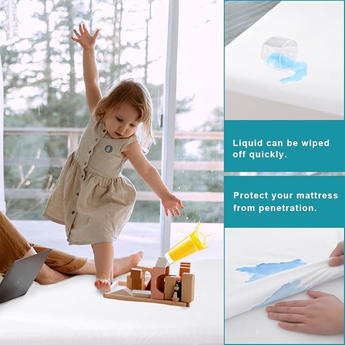 King Waterproof Zippered Mattress Encasement, Breathable, Noiseless, Machine-Washable Zipped Mattress Cover, Fitting 7" - 15" Deep Mattress 2 Pack