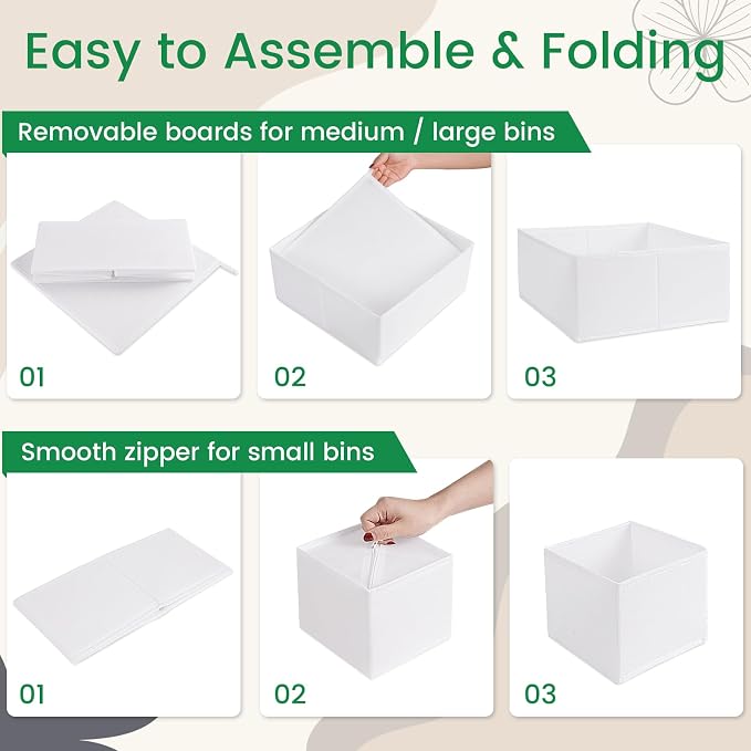 Criusia 16 Pack Underwear Drawer Organizer, Drawer Organizer Clothes, Foldable Cloth Storage Box Closet Dresser Drawer Divider Organizer for Clothes, Scarves (White) - Image 6