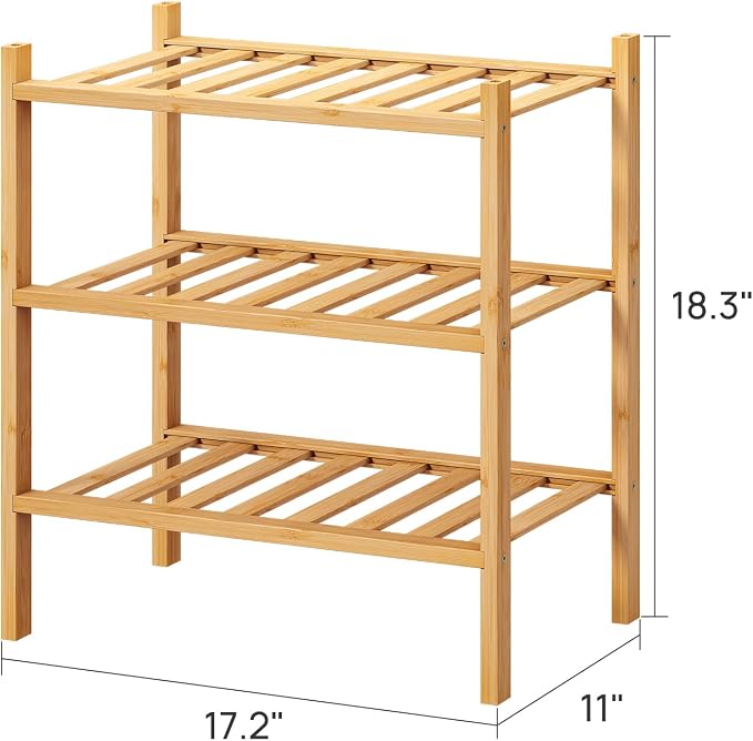 viewcare Small Shoe Rack, 3-Tier Shoe Rack for Entryway, Bamboo Wood Shoe Shelf for Closet & Hallway, Long 17.2IN | Beautiful | Functional | Sturdy | Durable - Image 2