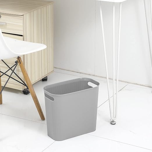 rejomiik Small Trash Can, 3.5 Gallon Garbage Can, Slim Waste Basket, Plastic Trash Bin Container with Handles for Bathroom, Bedroom, Home, Office, Dorm Room, Kitchen, Rectangular, Gray, 1 - Pack - Image 9