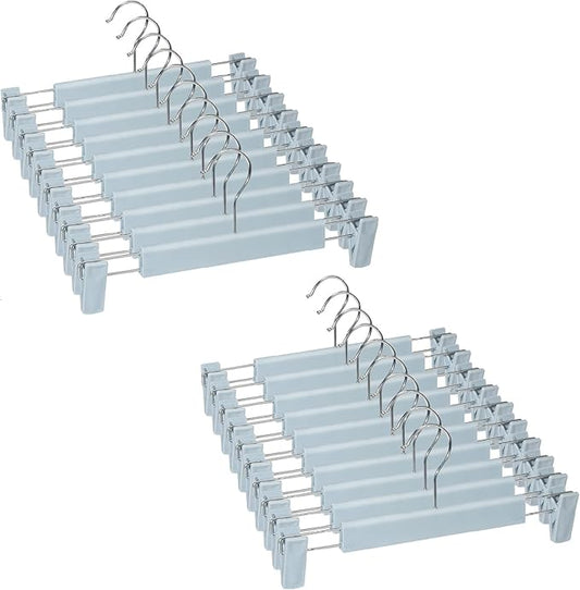 20 Pack Skirt Hangers with Adjustable Anti-Rust Clips for Pants, Skirts, Clothes Hangers, Light Blue by Lamitocs