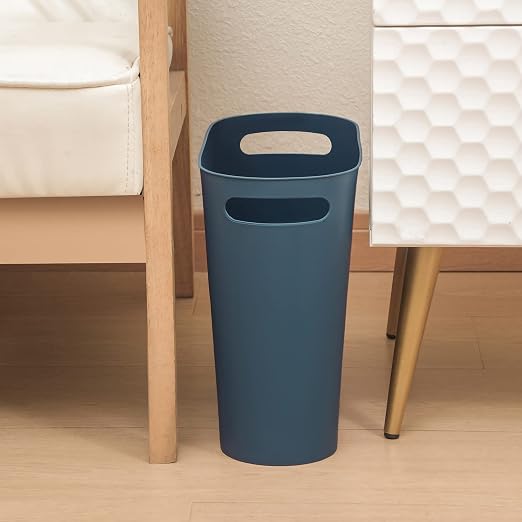 rejomiik Small Trash Can, 3.5 Gallon Slim Garbage Can Plastic Waste Basket with Handles Container Bin for Narrow Spaces Bathroom, Bedroom, Kitchen, Office at Home, Teal Blue - Image 4