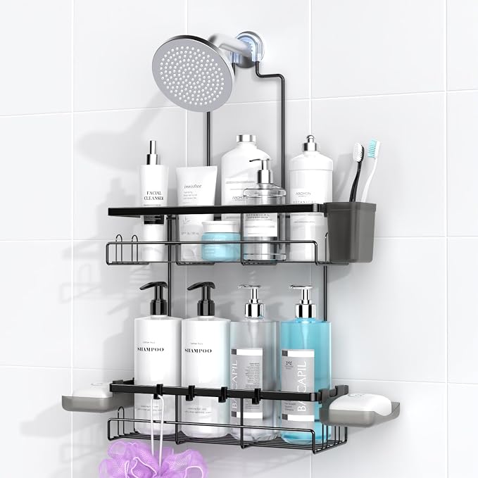 AKTECKE Shower Caddy Hanging Bathroom Organizer: Rustproof Shelf for Inside Shower - No Drilling Racks Over Showerhead - Bath Shelves for Shampoo Soap by AKTECKE