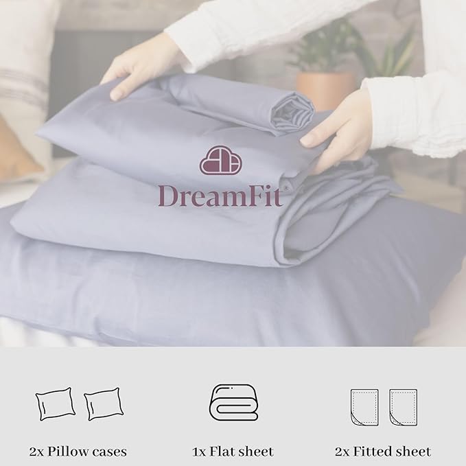 DreamFit DreamCool 100% Pima Cotton Sheets with Elastic Corner Straps, 20 Inch Crafted in USA Luxury Split King Sheets Set in Sage